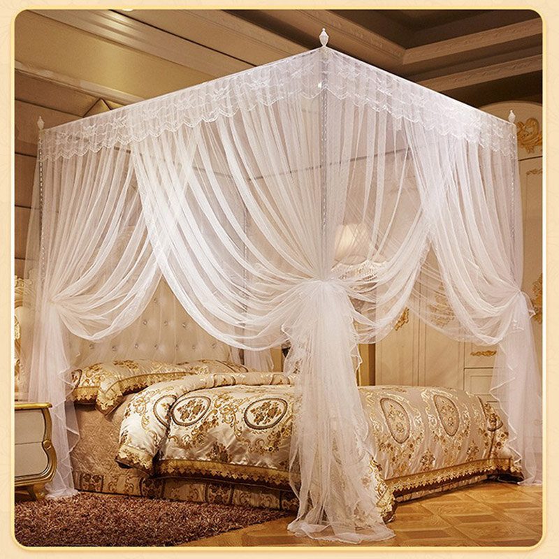 1.8 X 2 M Luxus Princess Stílusú Ágyháló Függönypanel Ágynemű Baldachin Négy Sarok Szúnyogháló