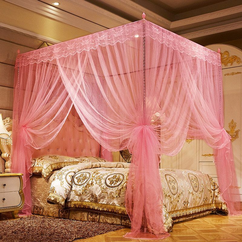 1.8 X 2 M Luxus Princess Stílusú Ágyháló Függönypanel Ágynemű Baldachin Négy Sarok Szúnyogháló