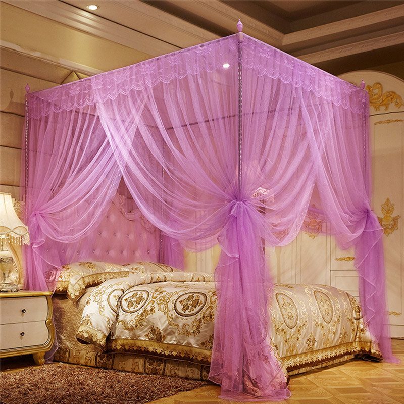 1.8 X 2 M Luxus Princess Stílusú Ágyháló Függönypanel Ágynemű Baldachin Négy Sarok Szúnyogháló