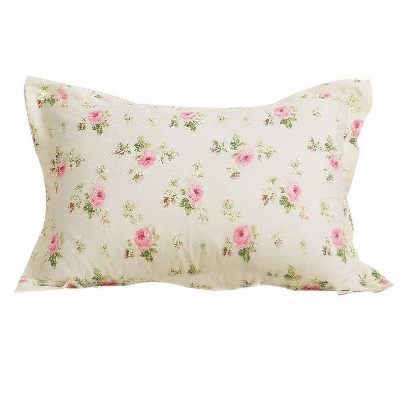 2 Db Farmhouse Shabby Pink Rosette Print Rusztikus Párnaszárak 100% Pamut Párnahuzatok