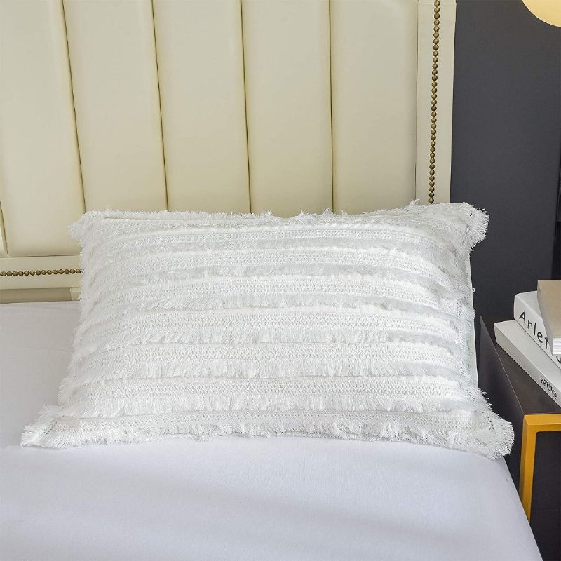 3 Db Bohemian Ágynemű Szett 100% Mosott Pamut Elegáns Bojt Kézműves Paplanhuzat