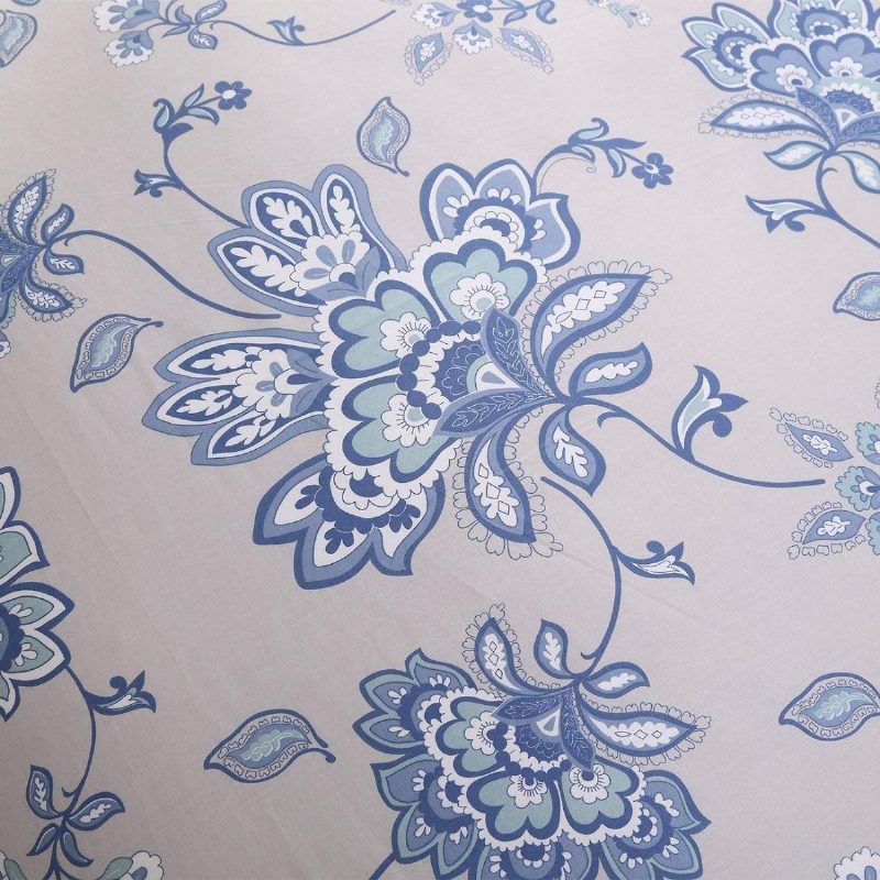 3 Db Luxus Virágos Ágynemű Szett Blue Flowers Design 800 Szálszám 100% Pamut Paplanhuzat