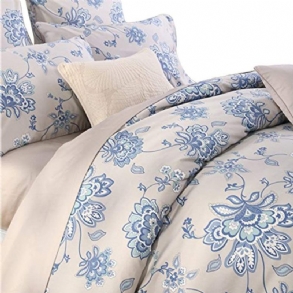 3 Db Luxus Virágos Ágynemű Szett Blue Flowers Design 800 Szálszám 100% Pamut Paplanhuzat