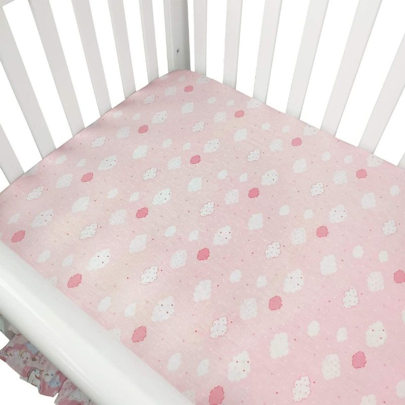 3 Db-os Baby Gir's Unicorn Gyerekágynemű 100% Pamut Rózsaszín Hercegnős Kiságy Ágynemű Szett (fodros Paplanhoz Illeszkedő Lepedős Szoknya)
