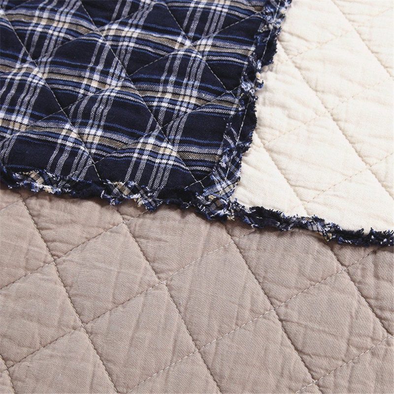 3 Db Queen Méretű Patchwork Megfordítható Férfi Ágynemű Paplan Szett Modern Kockás Rács Ágytakaró