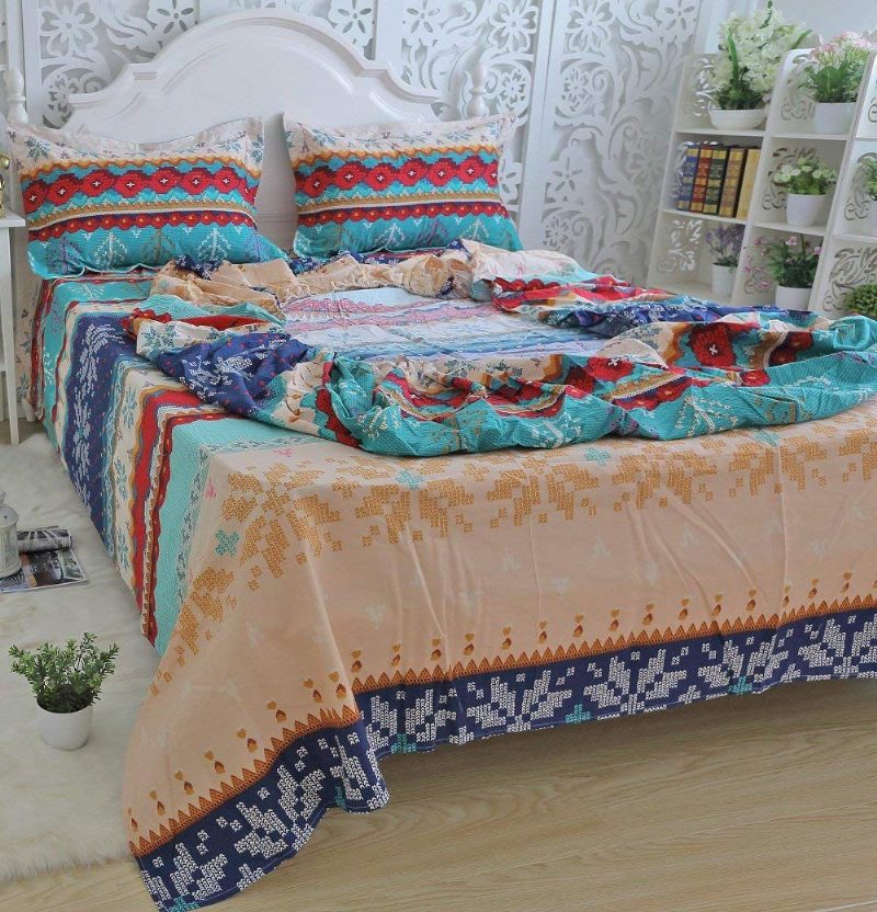 4 Db-os Boho Lepedő Szett Snowflake Nyomott Ágyneműgarnitúra