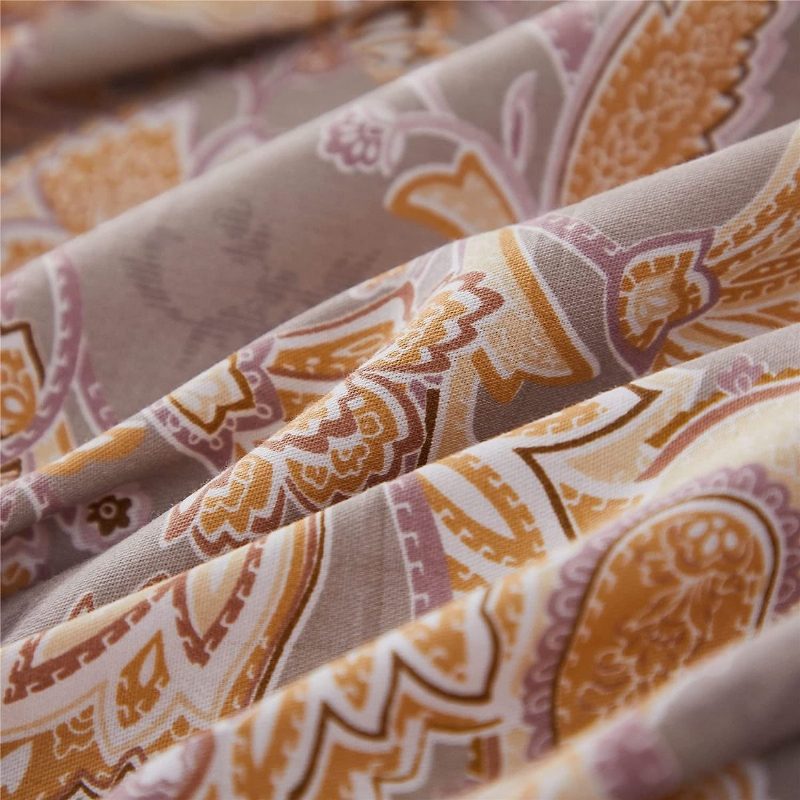 4 Db-os Elegáns Vintage Ágyneműgarnitúra Arany Paisley Szürke Lélegző 100% Pamut Ultrapuha Mély Zsebbe Illeszkedő Lepedő