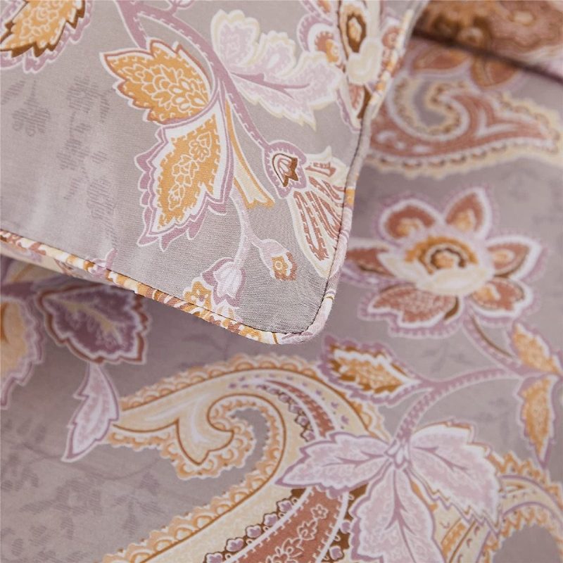 4 Db-os Elegáns Vintage Ágyneműgarnitúra Arany Paisley Szürke Lélegző 100% Pamut Ultrapuha Mély Zsebbe Illeszkedő Lepedő