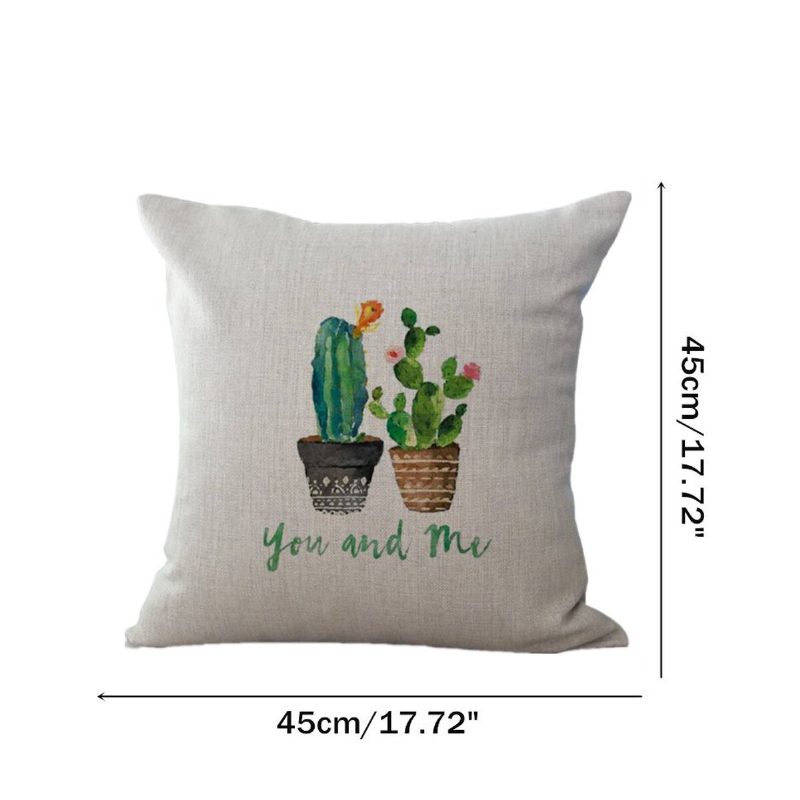 45x45cm Plant Series Színes Kézzel Festett Kaktusz Pamut Vászon Kanapé Párnahuzat