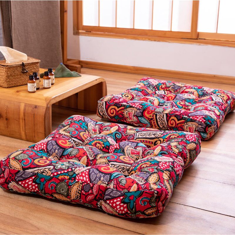 55x55x10cm Négyzet Alakú Tatami Párna Pamut Vászon Padlópárna Szék Ülőpárna