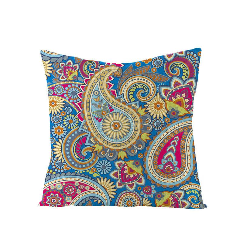 Bohém Mandala Népi Geometriai Stílusú Lenvászon Párnahuzat Otthoni Kanapé Art Decor