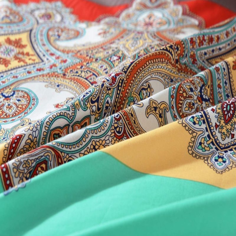 Bohemian Paplanhuzat Készletek 100% Szálcsiszolt Pamut Boho 4 Részes (1 Lapos Lepedő1 2 Párnahuzat)