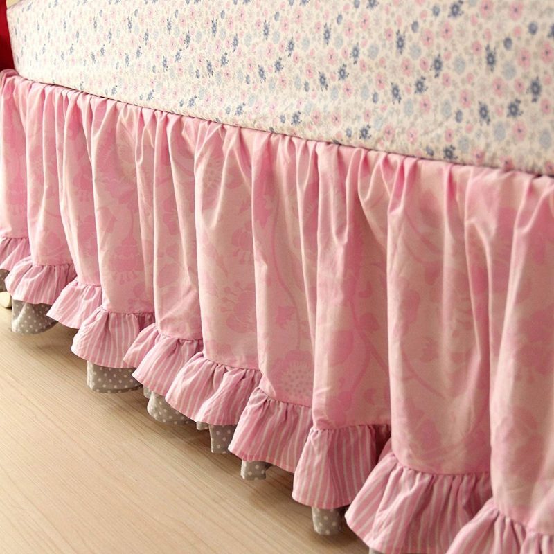Butterfly Virágos Kiságy Ágyneműgarnitúrák Lányoknak Lökhárítós Shabby Babaágynemű Elegáns Rózsaszín Ideális 7 Részes