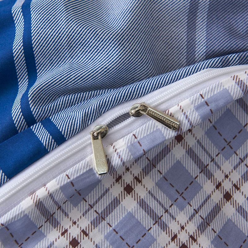Fehér Kék Kockás Ágyneműhuzat 100% Pamut Buffalo Paplanhuzat Szett