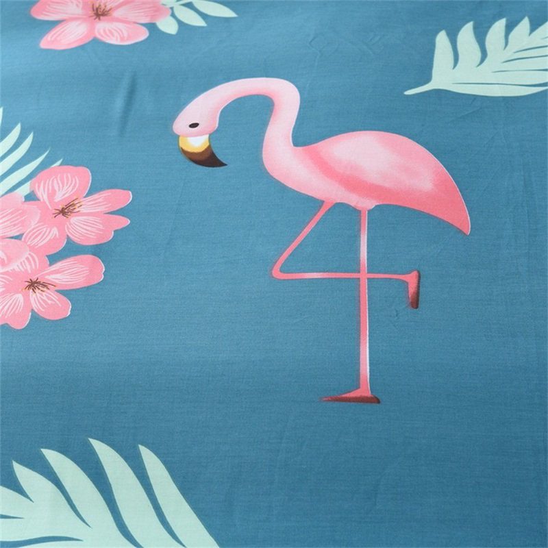 Flamingo Ágynemű Szett Megfordítható Rózsaszín Madár Mintás És Kékeszöld Paplanhuzat - 3 Db - 1 + 2 Párnahuzat California King Méretű