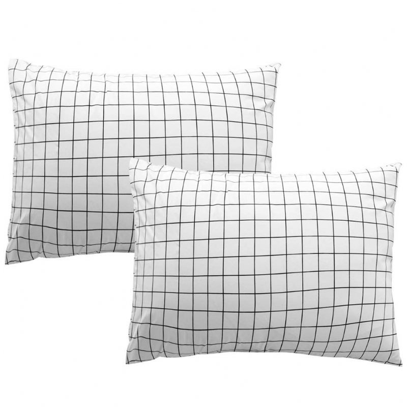 Geometrikus Paplanhuzat Szett King Méretű Fehér Kis Fekete Ráccsal Modern Mintával Nyomtatott Cipzárral Zárható 3 Részes Szálcsiszolt Mikroszálas Ágynemű