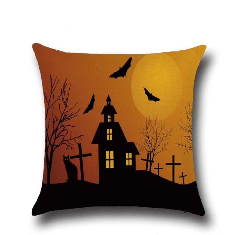 Halloween Denevér Bagoly Mintás Párnahuzat Pamut Lenvászon Párna Huzat Ülés Lakberendezés
