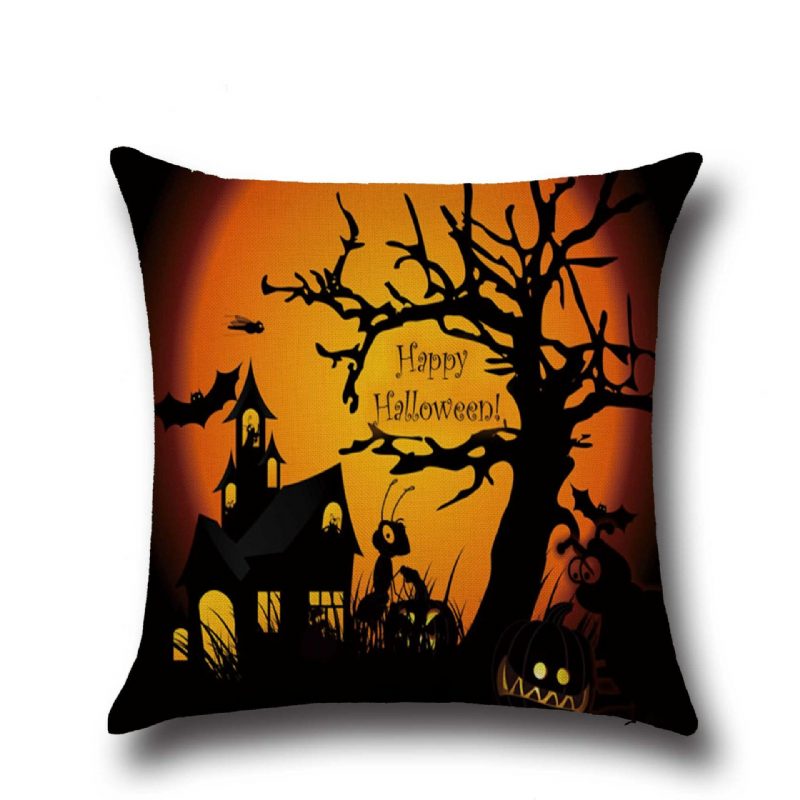 Halloween Denevér Bagoly Mintás Párnahuzat Pamut Lenvászon Párna Huzat Ülés Lakberendezés