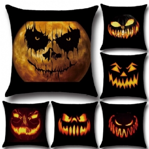Halloween Horrible Tök Világos Mintás Párnahuzat Pamut Lenvászon Párna