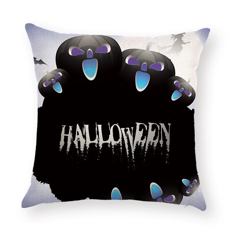 Halloween Terror Tök Denevér Bagoly Mintás Párnahuzat Pamut Lenvászon Dobó Párna
