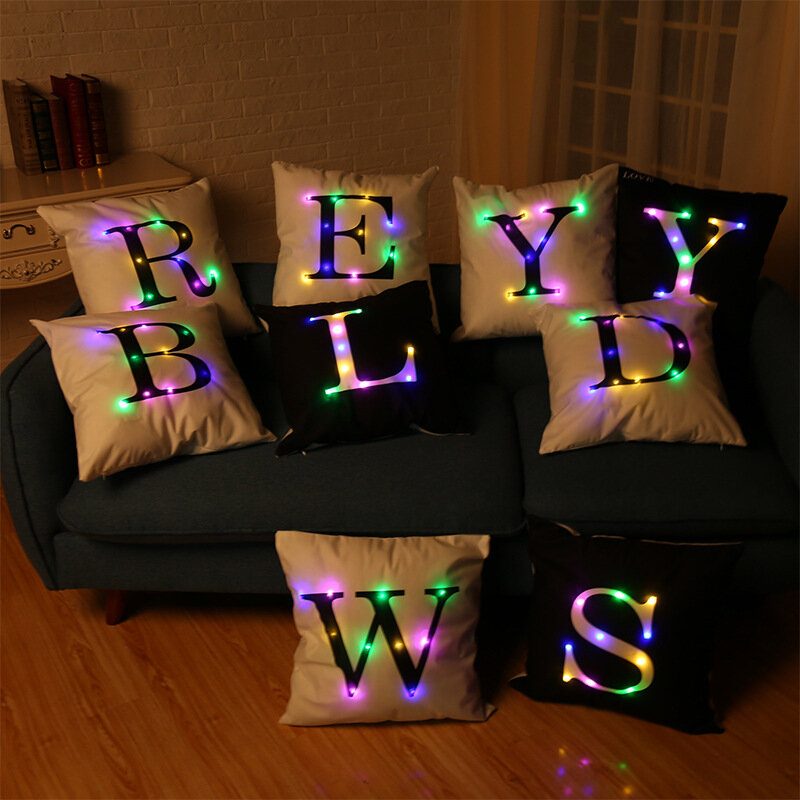 Honana Wx-k33 Creative Led Lights Letter Párnahuzat Plüss Puha Párna Karácsonyi Lakberendezés
