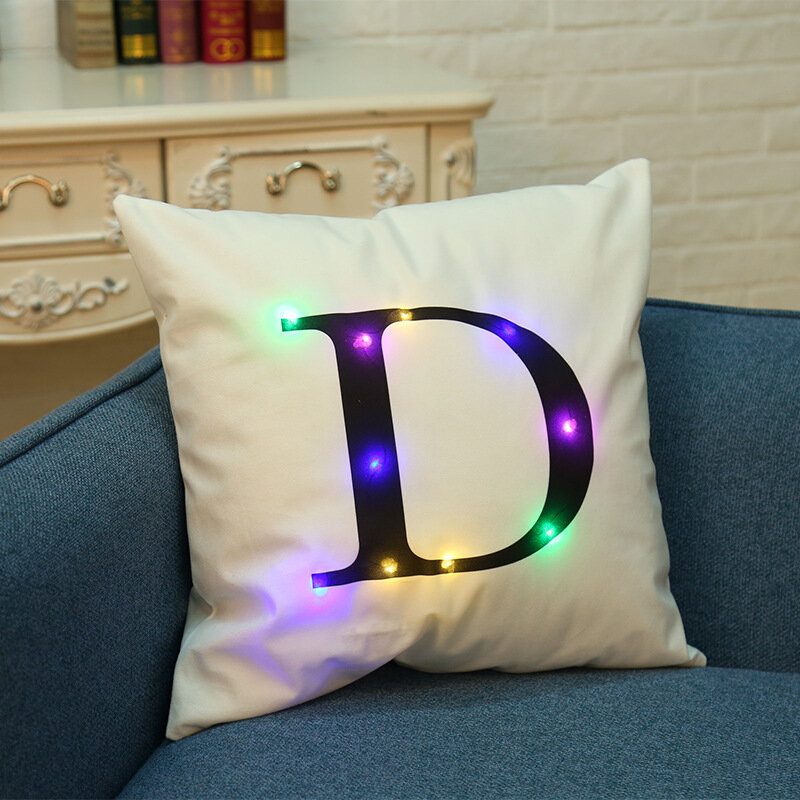Honana Wx-k33 Creative Led Lights Letter Párnahuzat Plüss Puha Párna Karácsonyi Lakberendezés