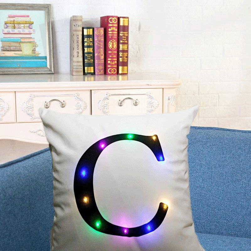 Honana Wx-k33 Creative Led Lights Letter Párnahuzat Plüss Puha Párna Karácsonyi Lakberendezés