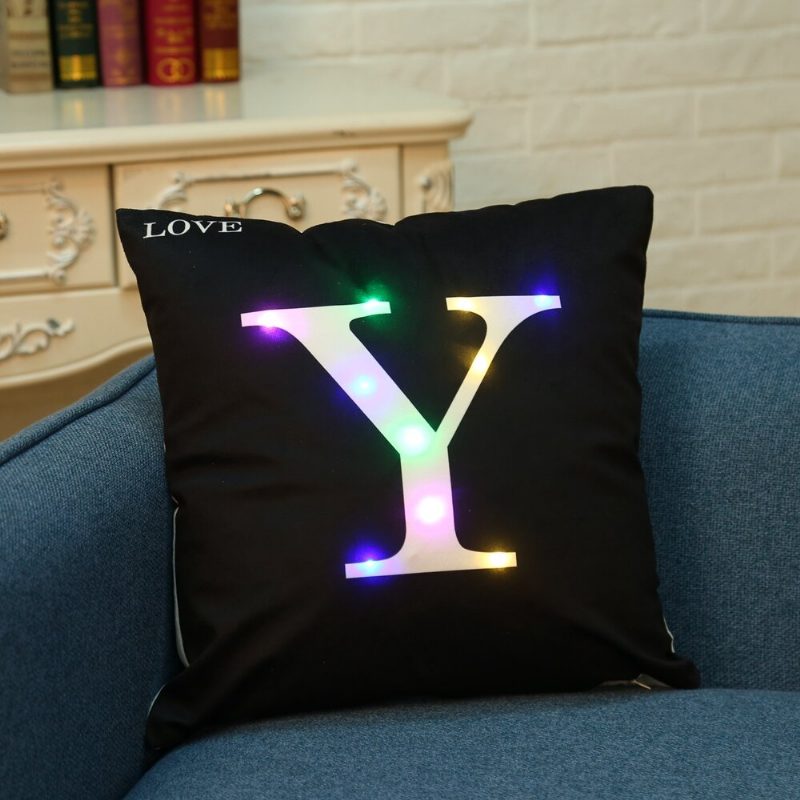 Honana Wx-k33 Creative Led Lights Letter Párnahuzat Plüss Puha Párna Karácsonyi Lakberendezés