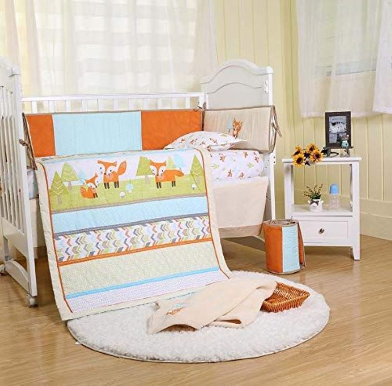 Játékos Fox Kiságy Ágynemű Szett Mint Rácsos Arrow Nyomtatás Ágyneműgarnitúra Woodland Óvodai Többszínű Unisex 8db