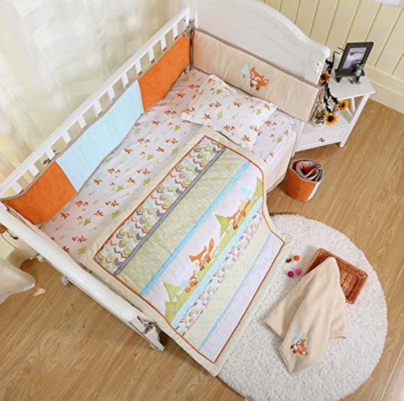 Játékos Fox Kiságy Ágynemű Szett Mint Rácsos Arrow Nyomtatás Ágyneműgarnitúra Woodland Óvodai Többszínű Unisex 8db