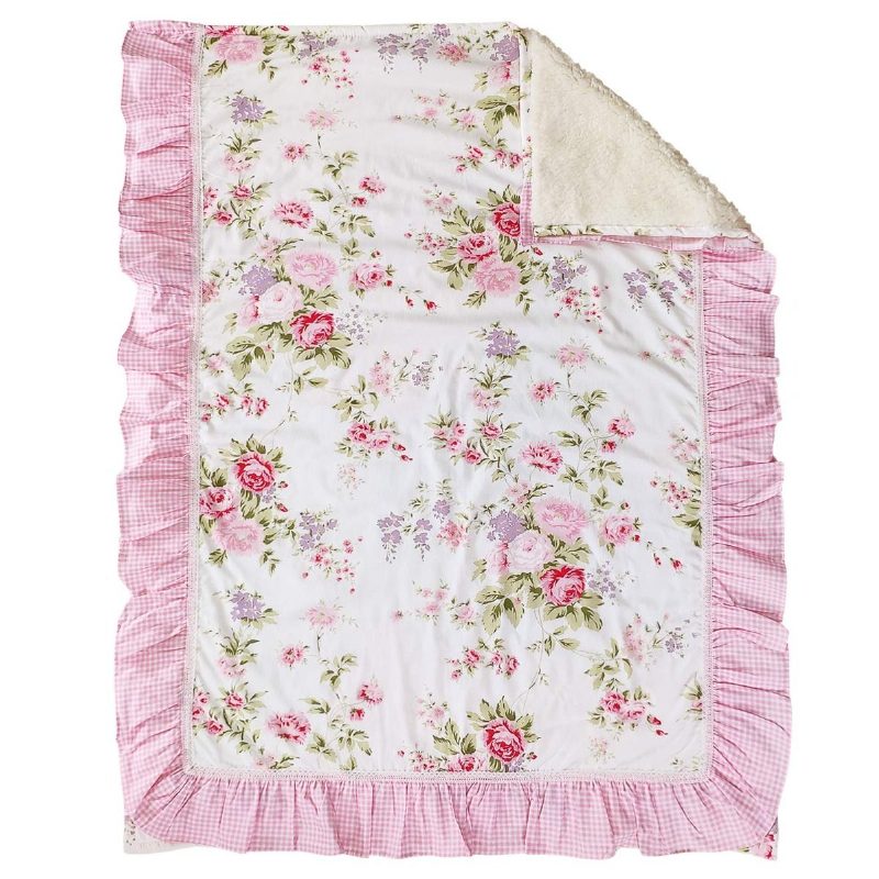 Kislány Ágyneműgarnitúrák Lökhárítókkal Blossom Pink Akvarell Virágos Óvodai Babaágynemű-garnitúrák