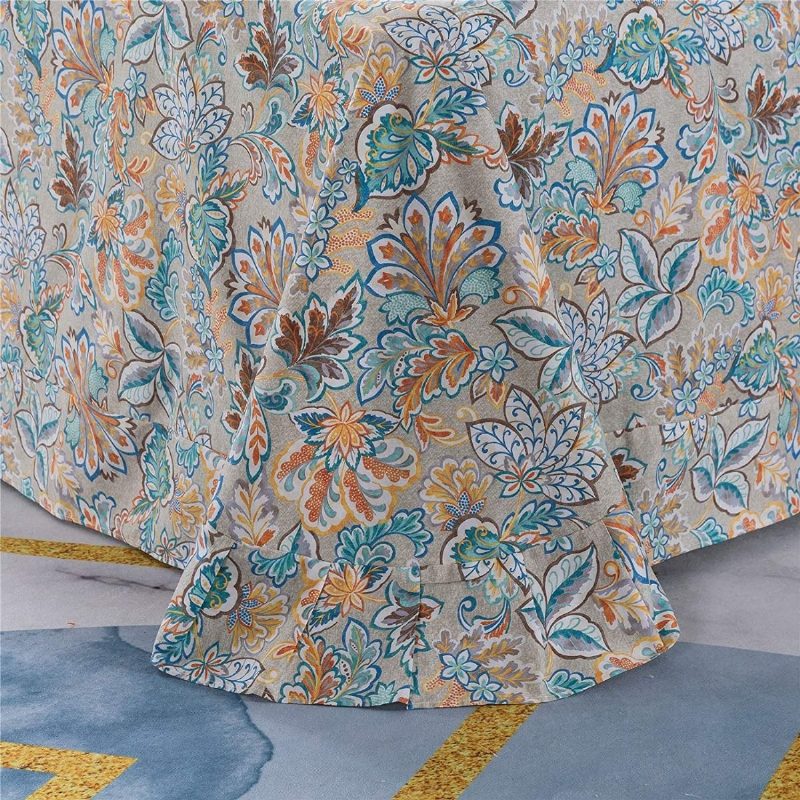 Kopott Arany Virágos Lepedőkészlet Klasszikus Vintage Parasztházi Ágyneműkészlet Elegent Royal Print 100% Pamut.4 Részes
