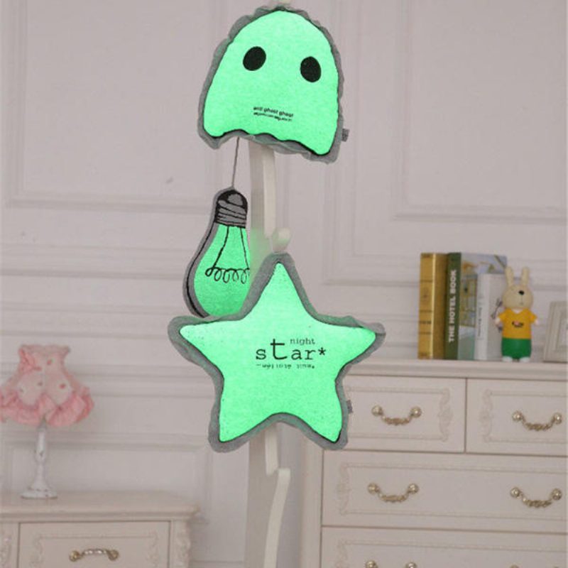Kreatív Luminous Star Moon Ghost Villanykörte Plüss Párna Noctilucence Ajándékok