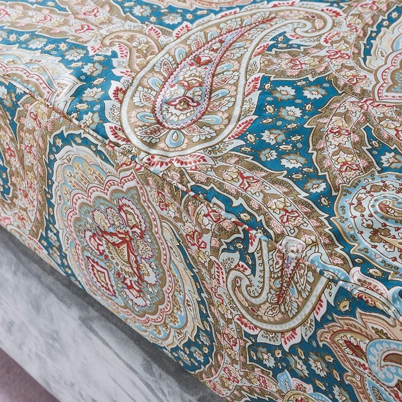 Luxus Paisley 4 Db-os Lepedőkészlet Klassz Kék És Arany Virágos Parasztházi Ágynemű Elegent Blue Ágyneműgarnitúra 100% Pamut Szuperpuha Mély Zsebbe Illeszkedő Lepedővel