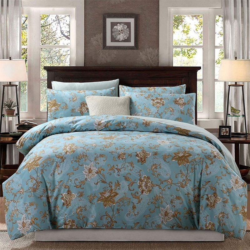 Luxus Vine Khaki Farmhouse Virágos Ágyneműgarnitúra 3 Db 100% Egytion Cotton Bohemia Chic Szatén Shabby Vintage Damaszk Paplanhuzat
