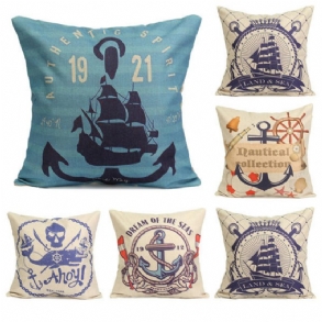 Nautical Series Mediterrán Stílusú Díszpárnahuzat Négyzet Alakú Otthoni Kanapé Párnahuzat
