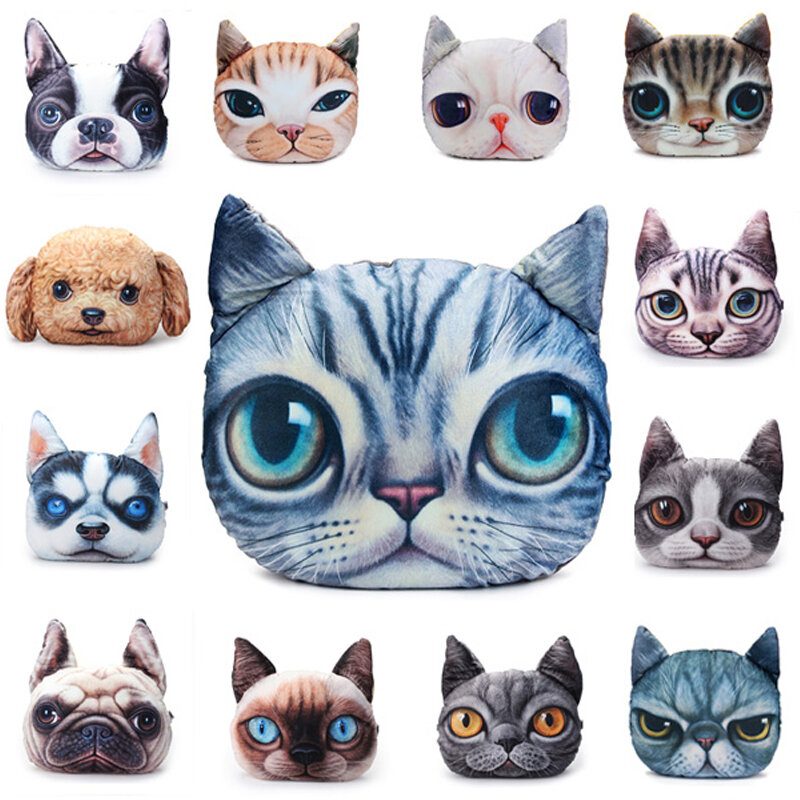 Plüss Kreatív 3d Kutya Macska Dobópárnák Miau Star Kanapéágy Párna