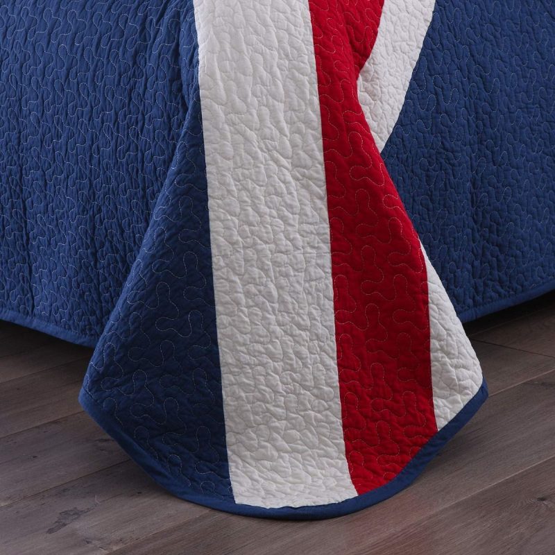 Queen Méretű Brit Zászló Design Steppelt Ágytakaró Szett 100% Pamut 3 Db Paplan Ágyneműgarnitúra