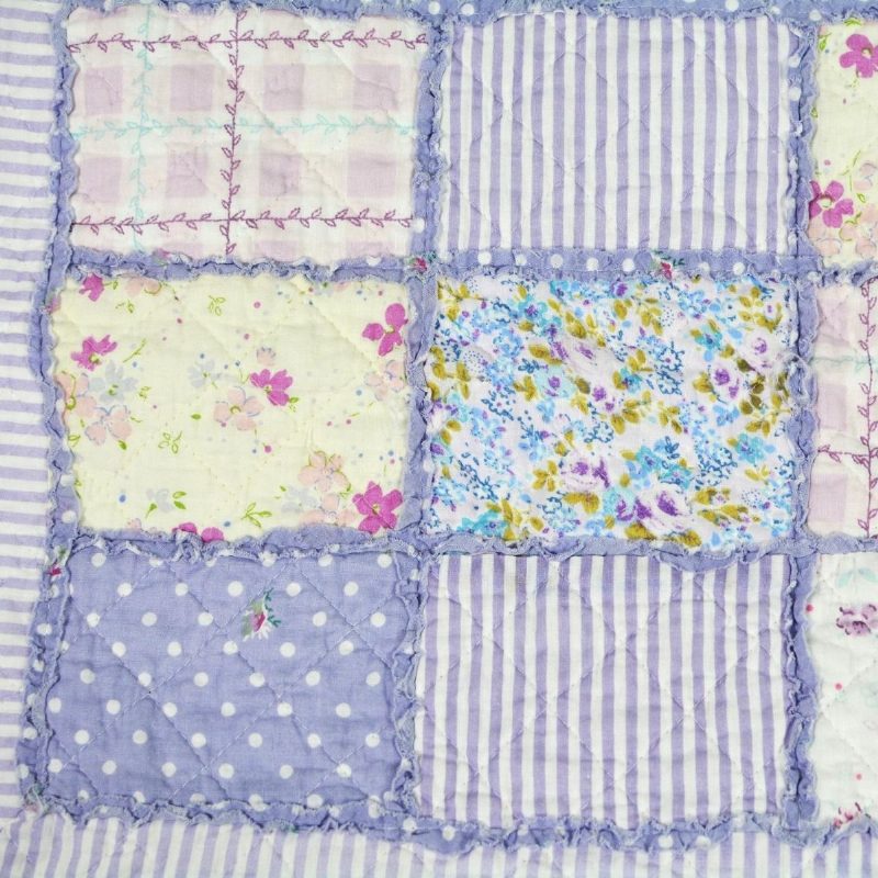 Queen Méretű Nyári Paplan Szett Lila Virágos Ágyneműgarnitúrák Lányoknak Patchwork 100% Pamut Ágytakaró Anyák Napi Akció