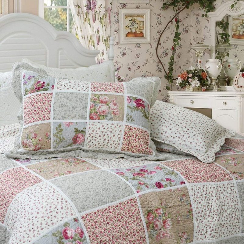 Queen Méretű Parasztház Ágynemű Vintage Ágyneműgarnitúrák Lányoknak Patchwork Steppelt Ágytakaró Pamut Paplan Szett