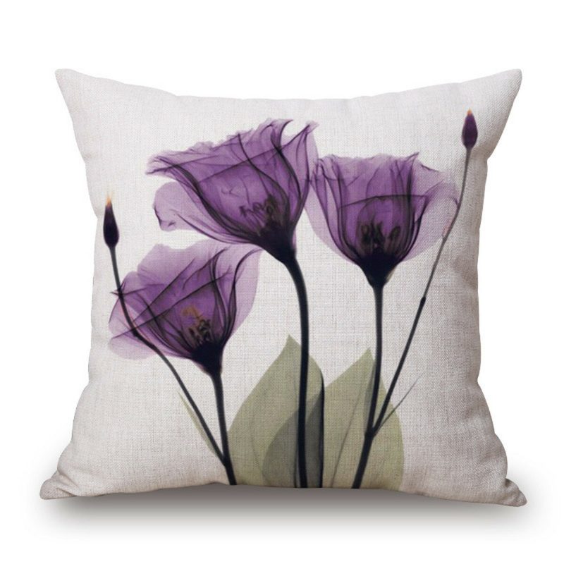 Tinta Festés Virágok Pamut Vászon Párnahuzat Tulipánok Kanapé 45x45cm