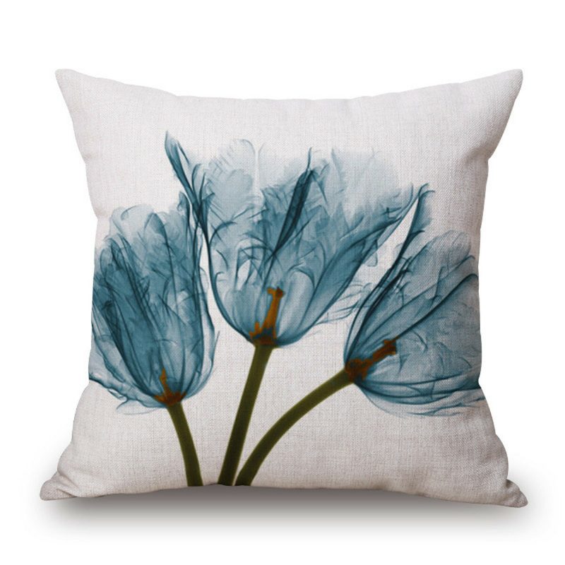Tinta Festés Virágok Pamut Vászon Párnahuzat Tulipánok Kanapé 45x45cm