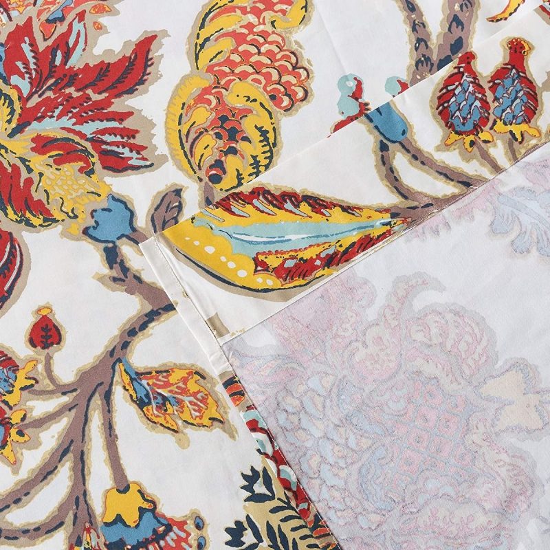 Vintage 4db Lepedőgarnitúra Színes Boho Bajkál Virágmintás Nyugati Mély Zseb 100% Egyiptomi Pamut Tanyasi Luxus Ágynemű Kollekció (1 Lapos Lepedő És 1 És 2 Párnahuzat:)