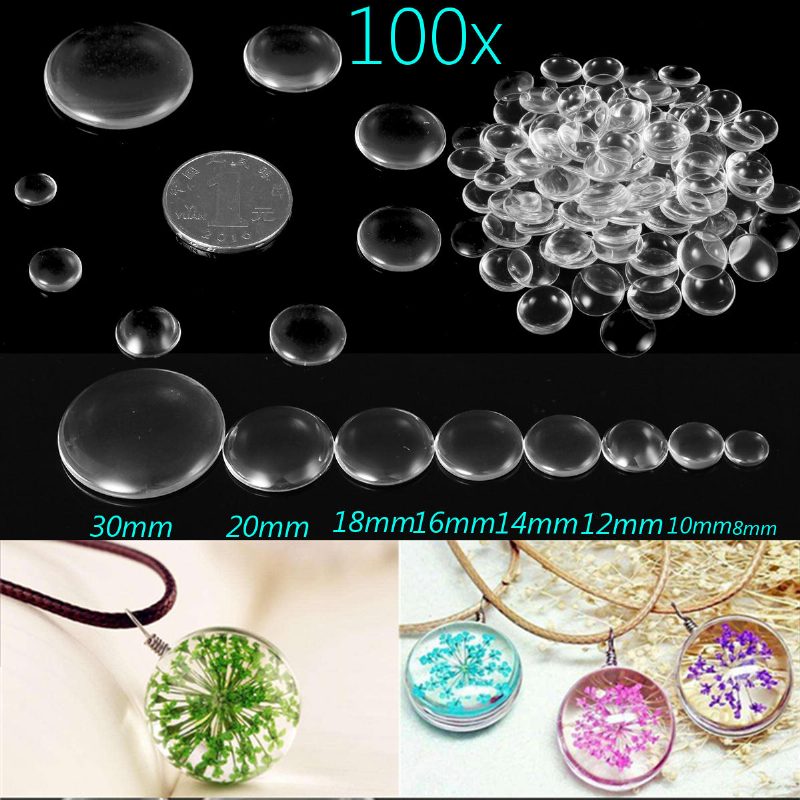100 Db Kerek Átlátszó Üvegkupola Cabochon Cameo Lapos Hátú Kristály Nagyító Alapburkolat Barkácsolás