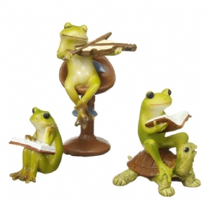 Aranyos Békaszobor Figura Otthoni Irodai Íróasztal Dísz Kert Bonsai Decor Ajándék