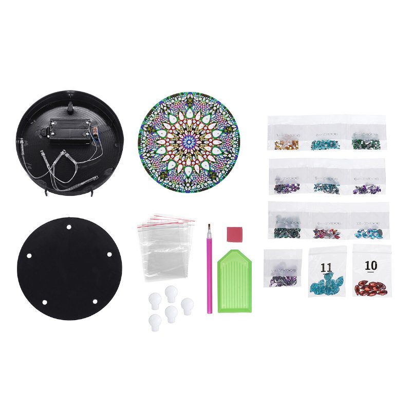 Diy Mandala Led Gyémánt Festés Fény Lámpa Hímző Fúró Art Craft Decor