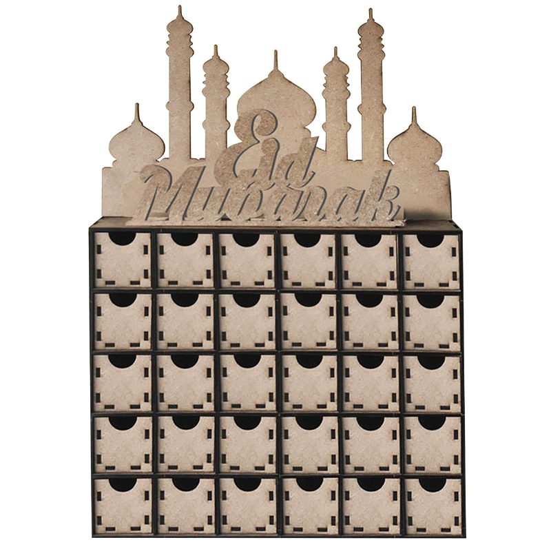 Fából Készült Mdf Eid Mubarak Ramadan Adventi Naptár Jelzőház Fiók Otthoni Dekoráció