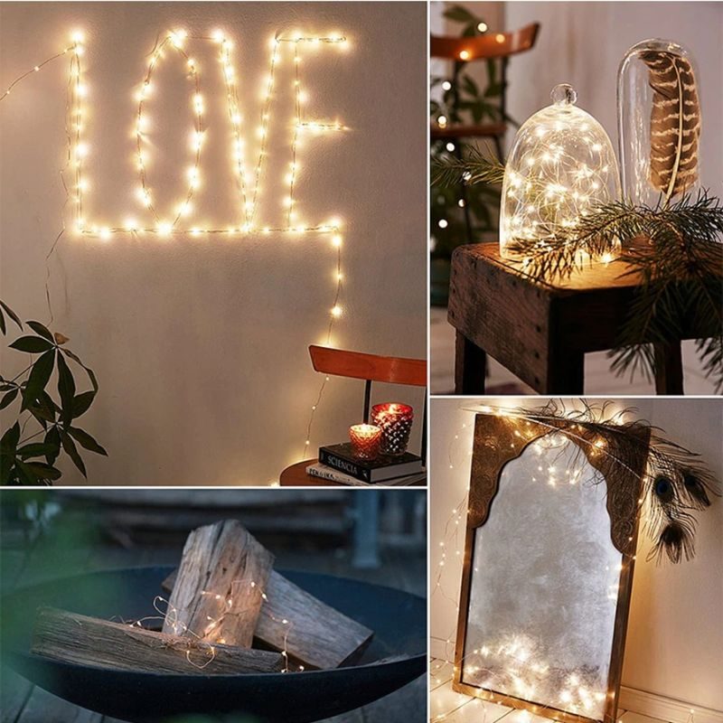 Fairy Lights Rézhuzalos Led-füzér Lámpák Elemmel