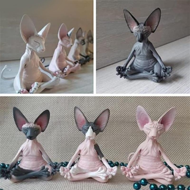 Gyanta Szfinx Cat Figurine Lakásdekor