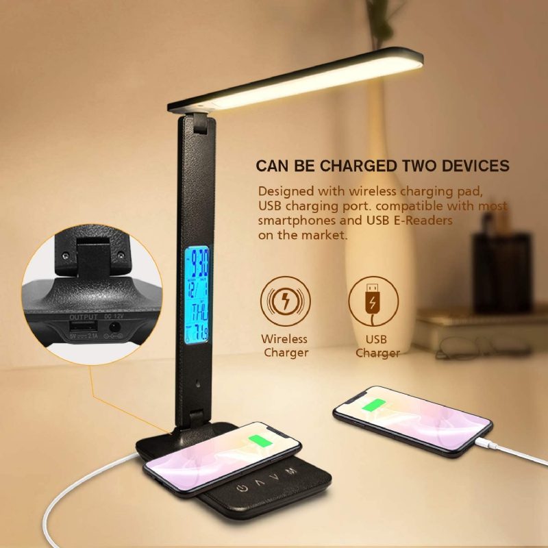 Led Asztali Lámpa 10 W-os Qi Gyors Vezeték Nélküli Töltővel